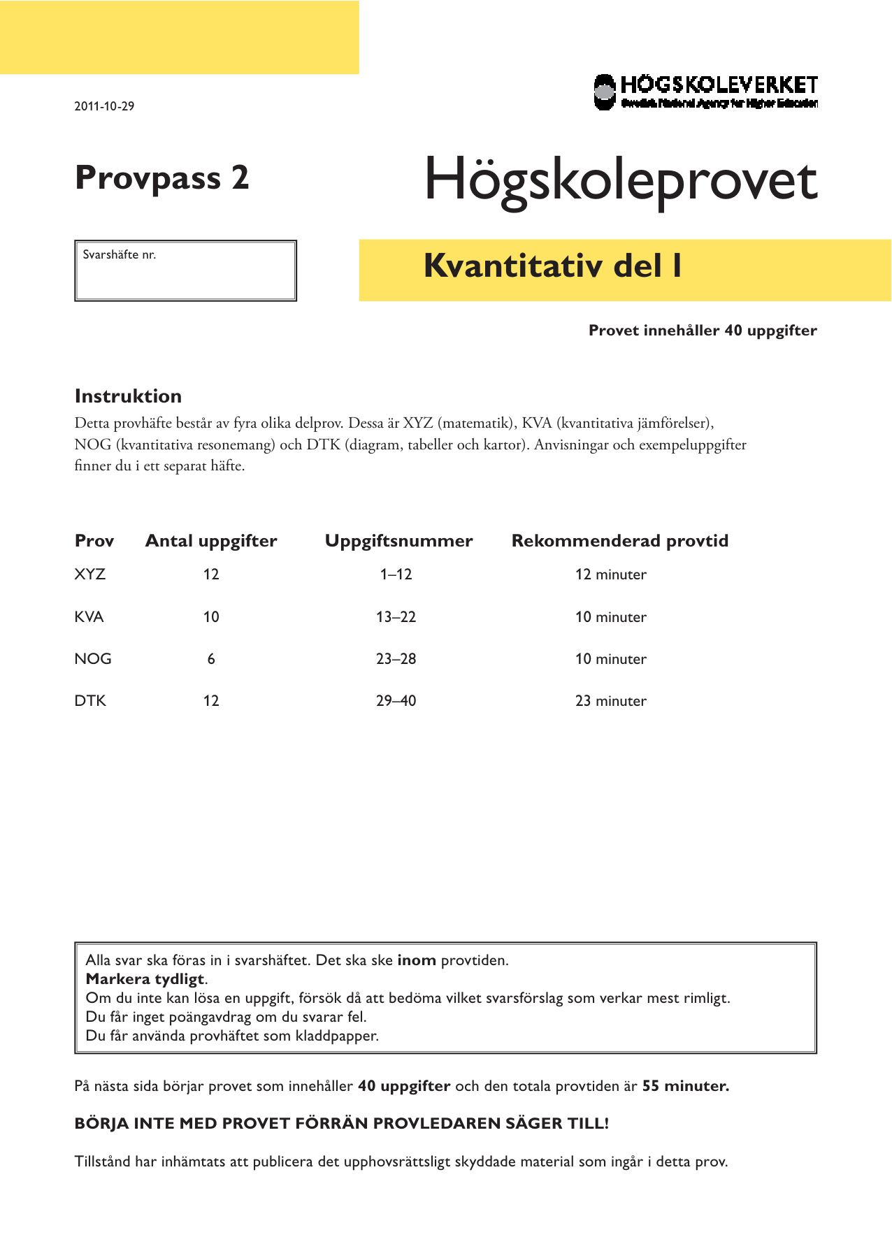 Provpass 2 • Kvantitativ del