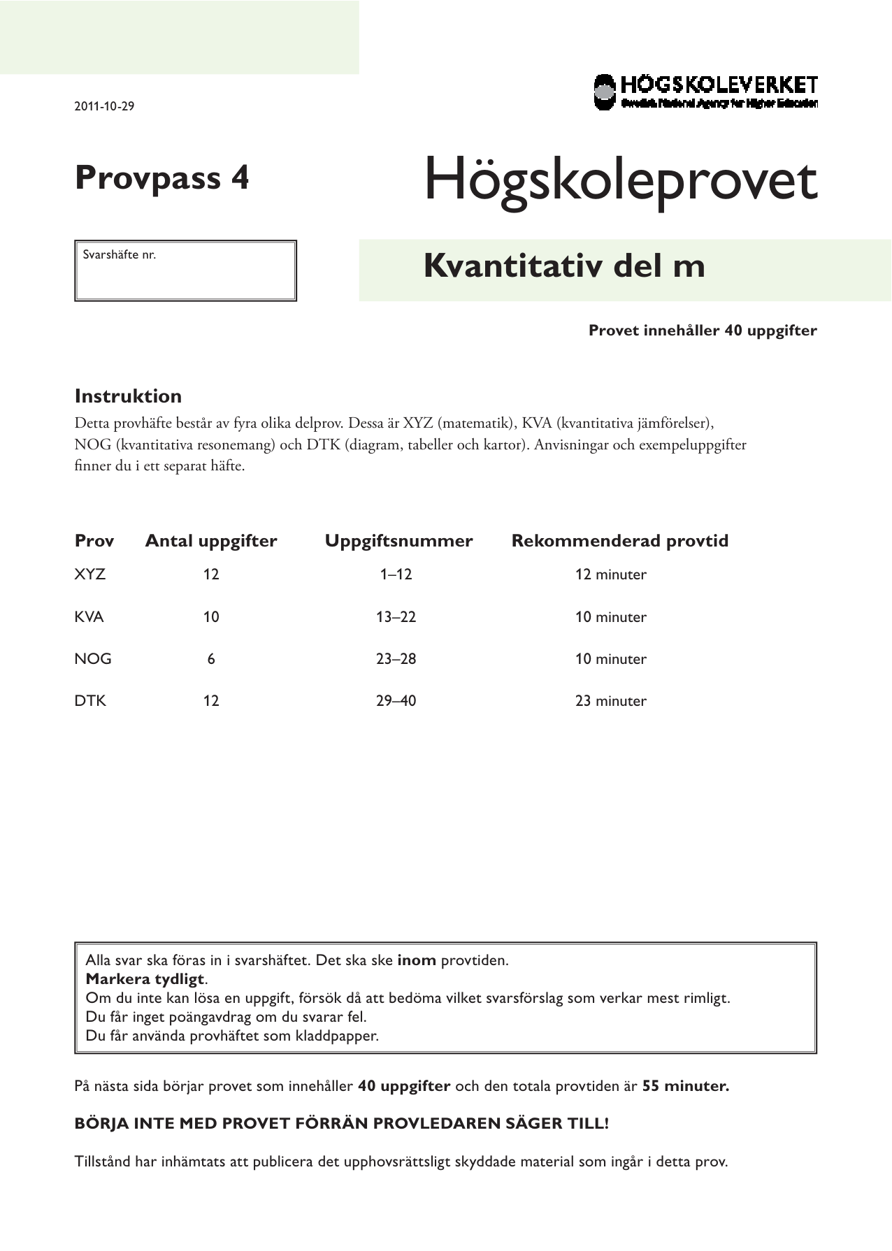 Provpass 4 • Kvantitativ del