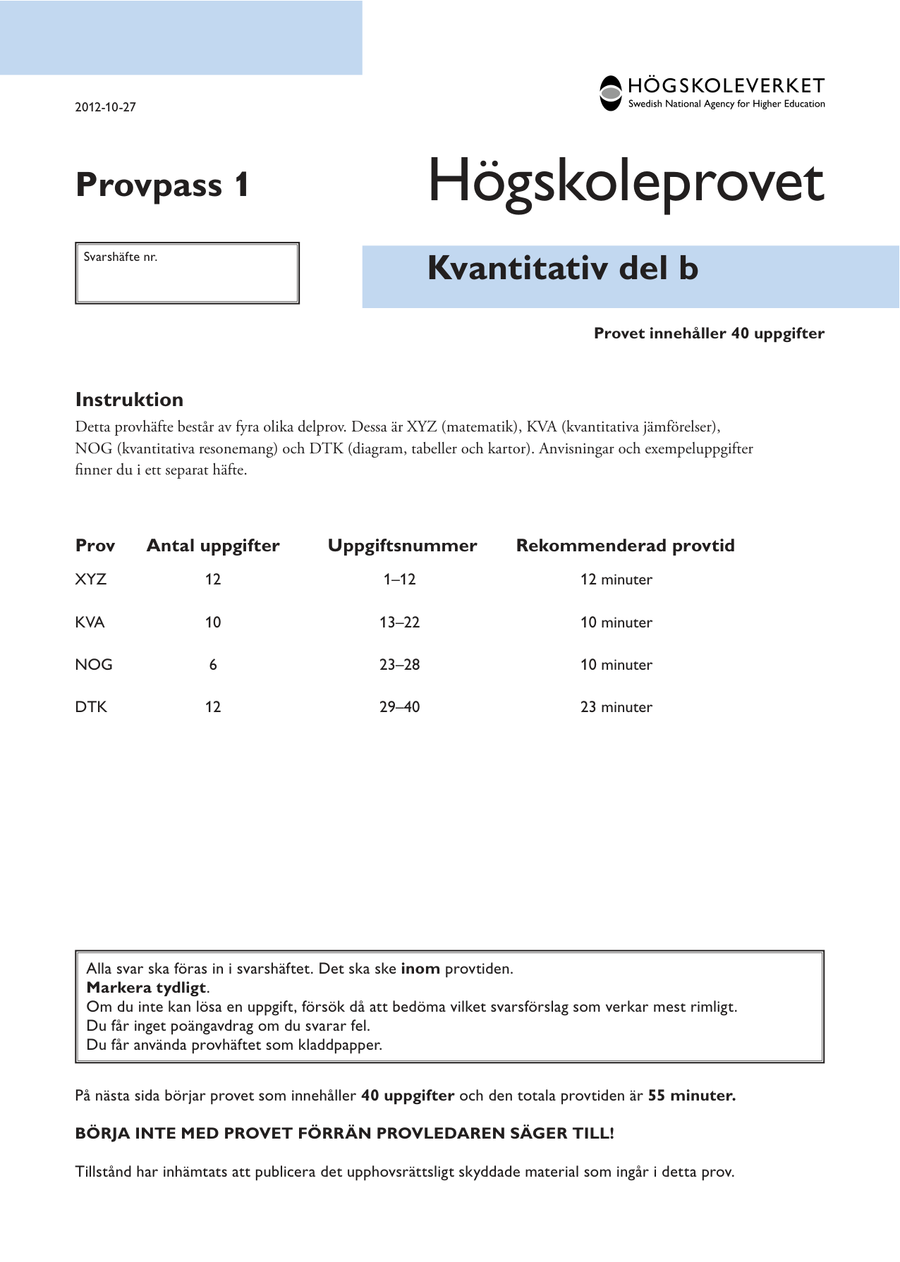 Provpass 1 • Kvantitativ del