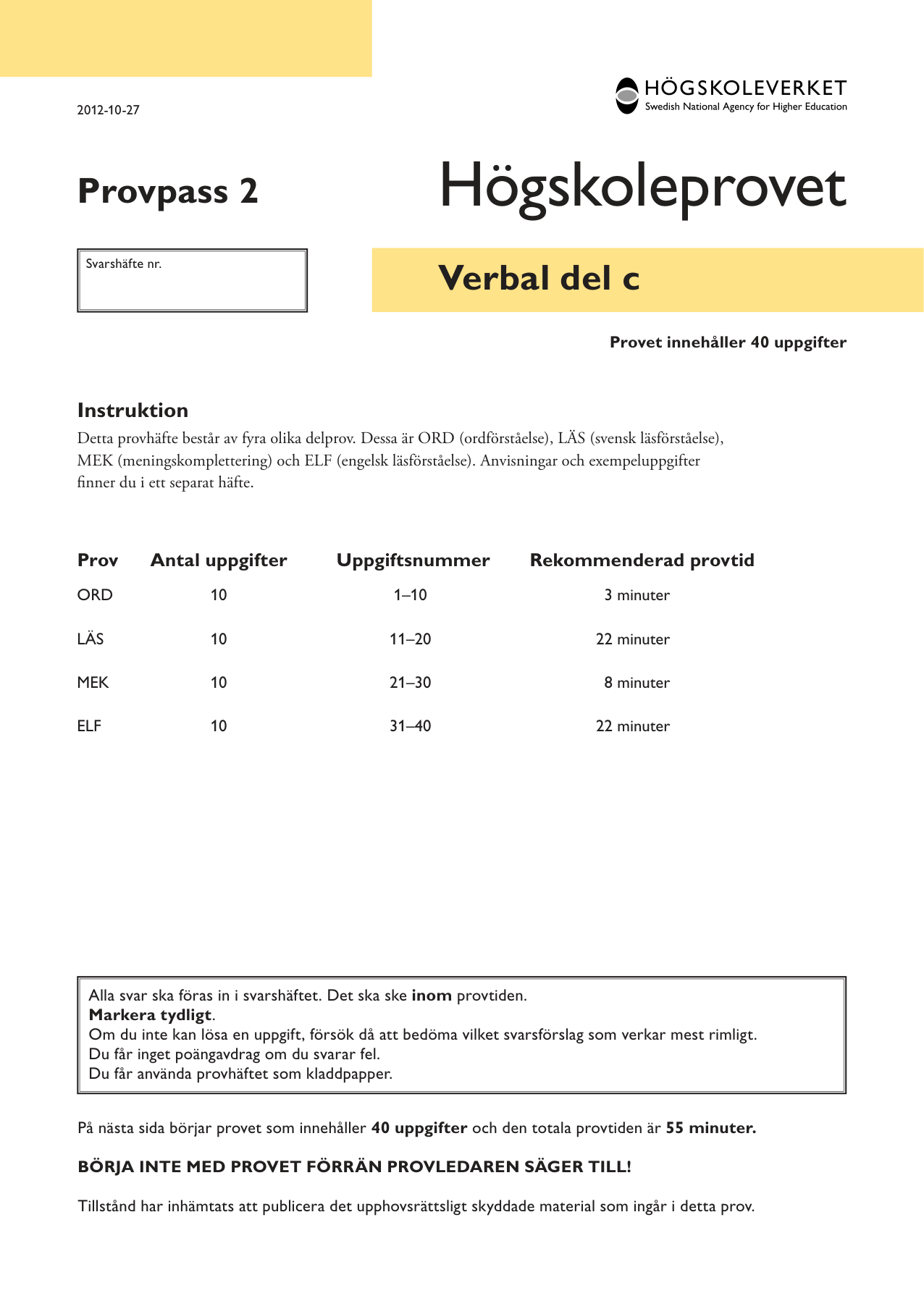 Provpass 2 • Verbal del