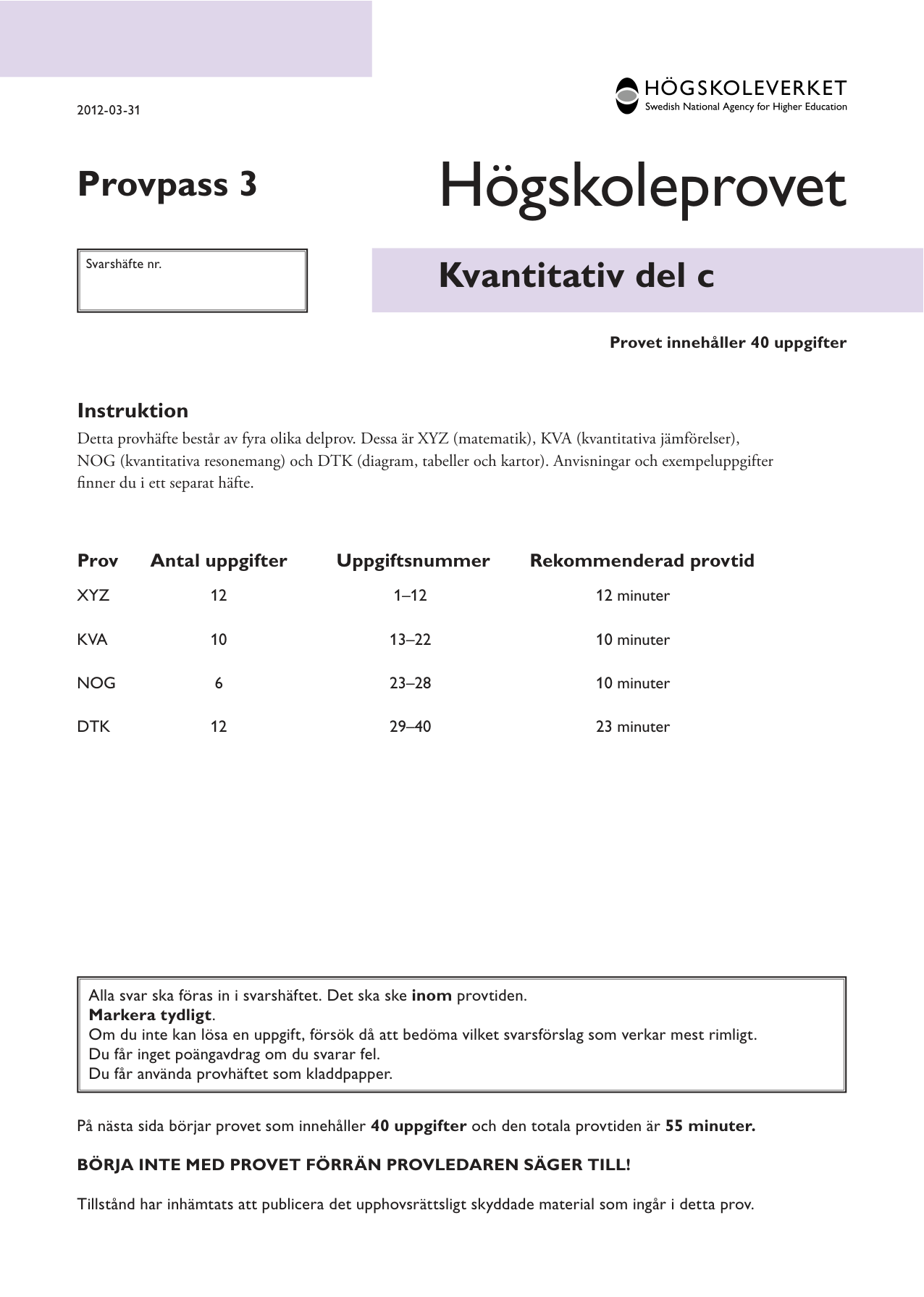 Provpass 3 • Kvantitativ del