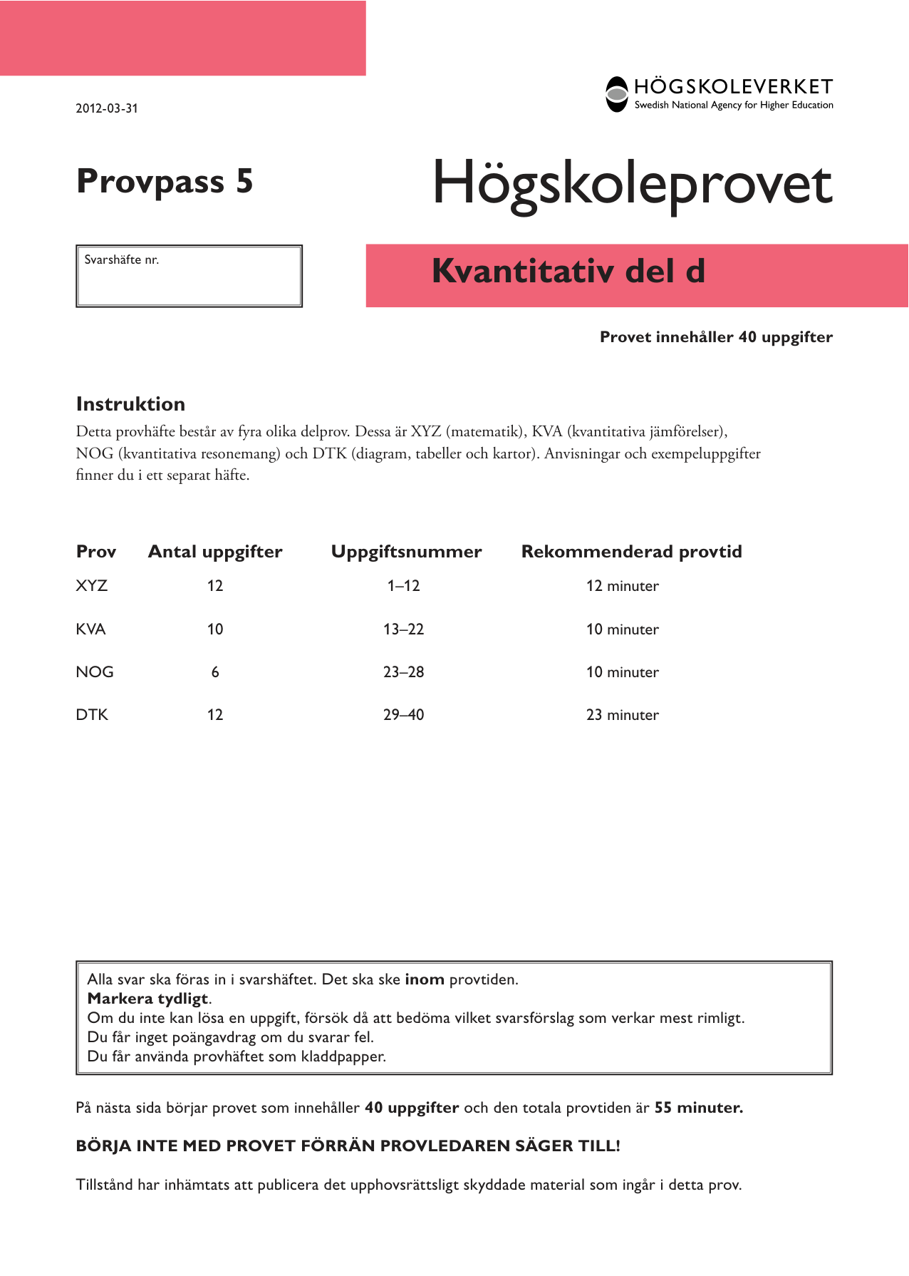Provpass 5 • Kvantitativ del
