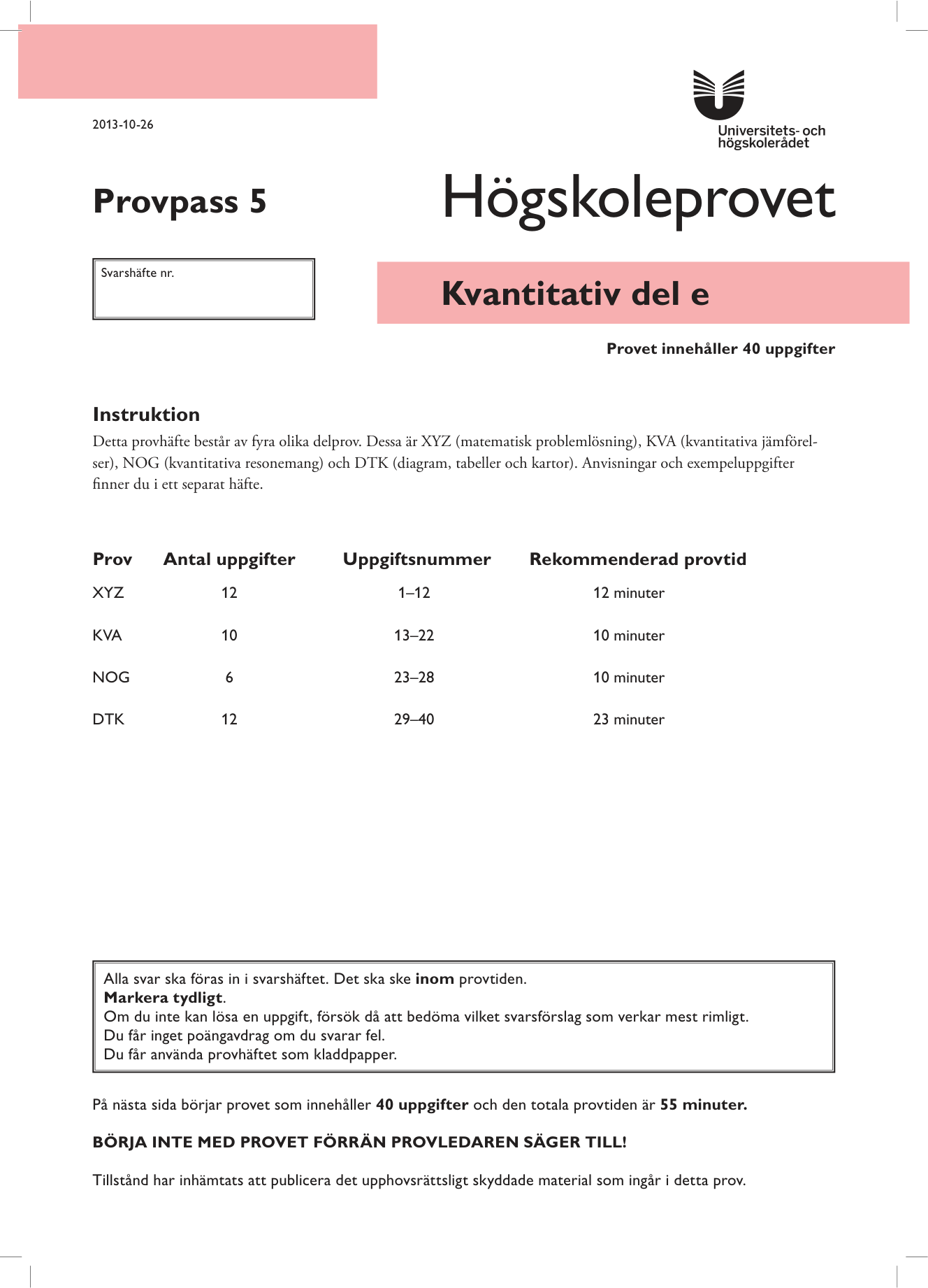 Provpass 5 • Kvantitativ del