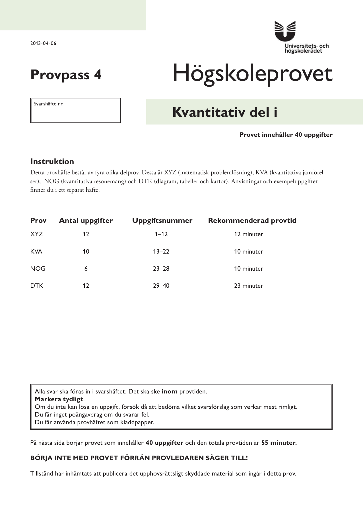 Provpass 4 • Kvantitativ del
