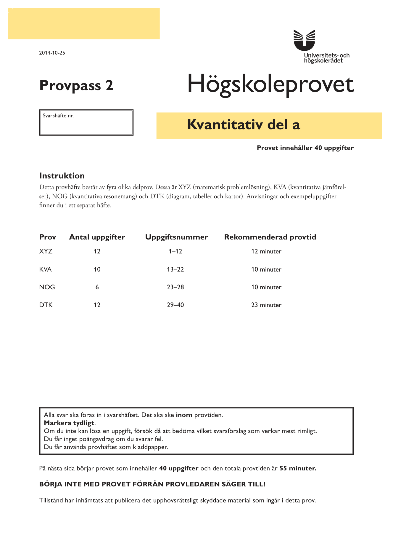 Provpass 2 • Kvantitativ del