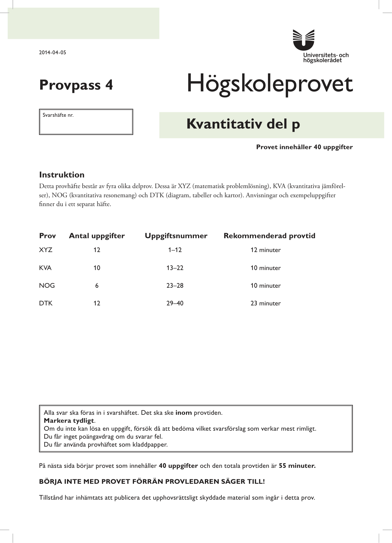 Provpass 4 • Kvantitativ del