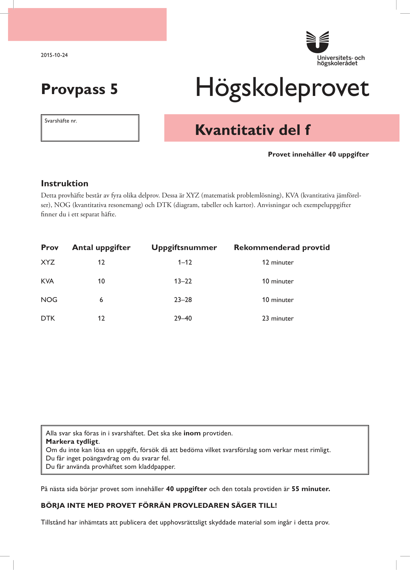 Provpass 5 • Kvantitativ del