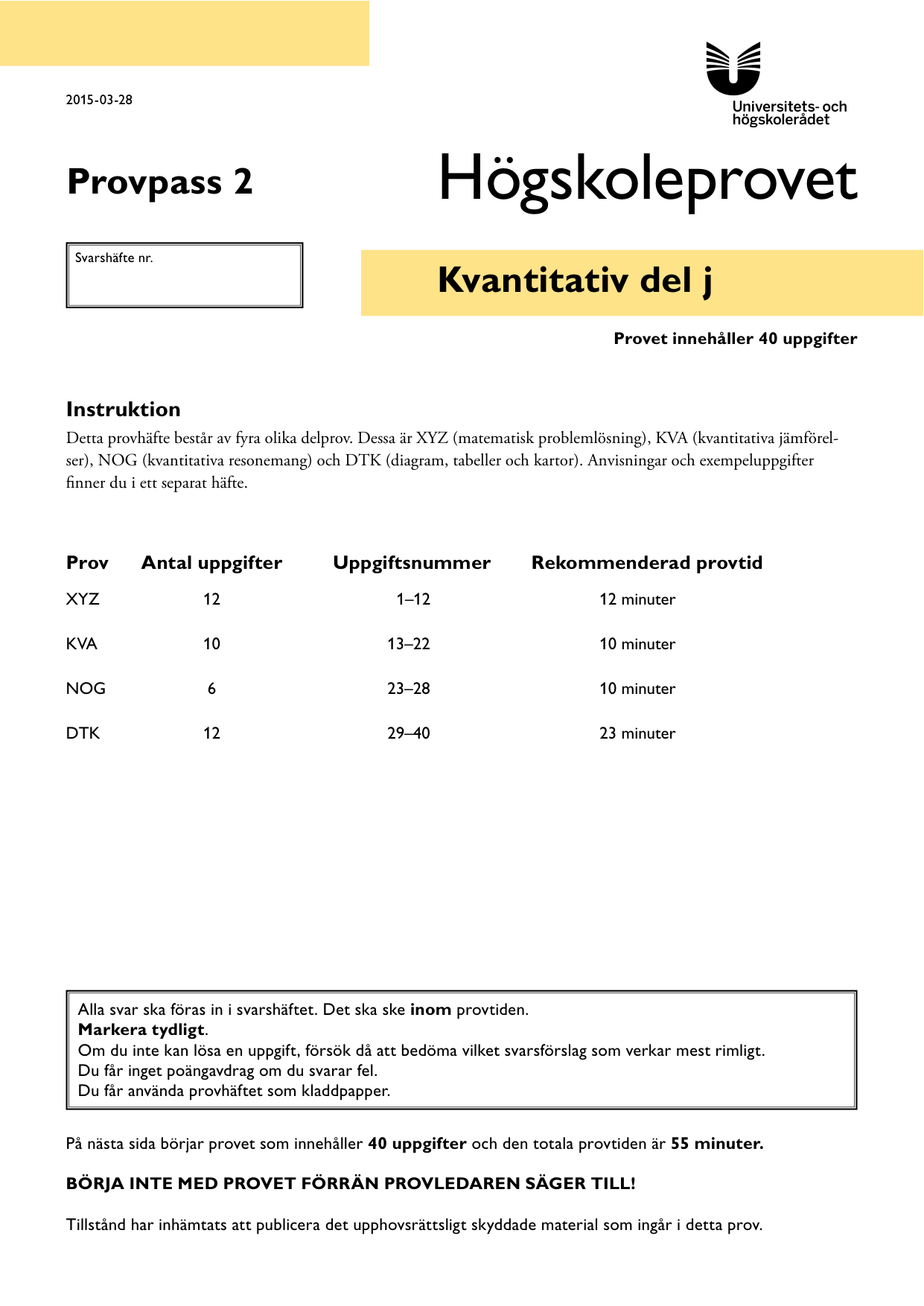 Provpass 2 • Kvantitativ del