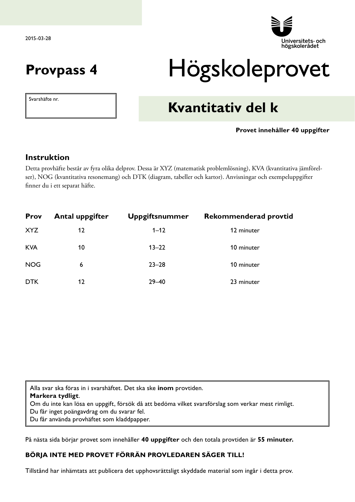Provpass 4 • Kvantitativ del