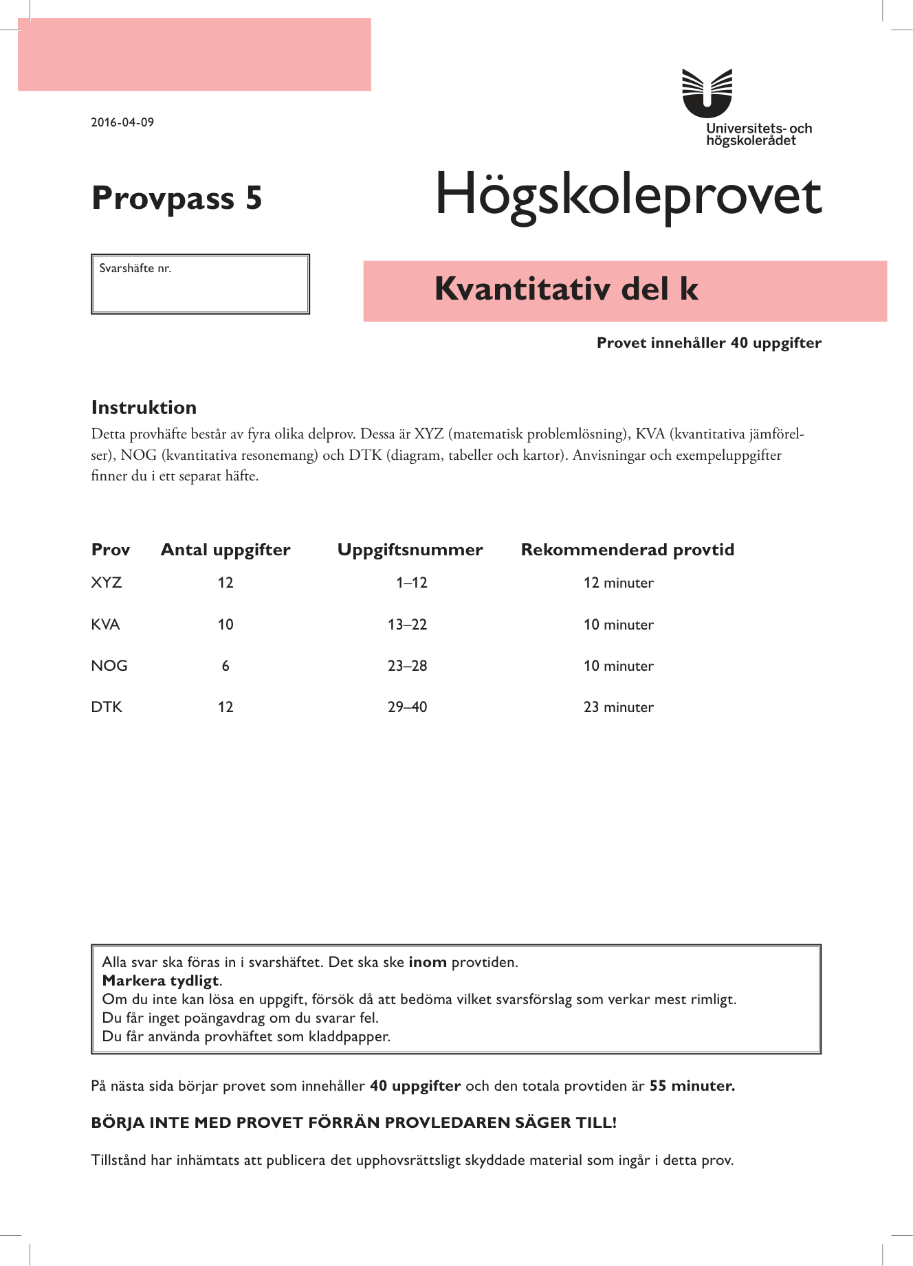 Provpass 5 • Kvantitativ del