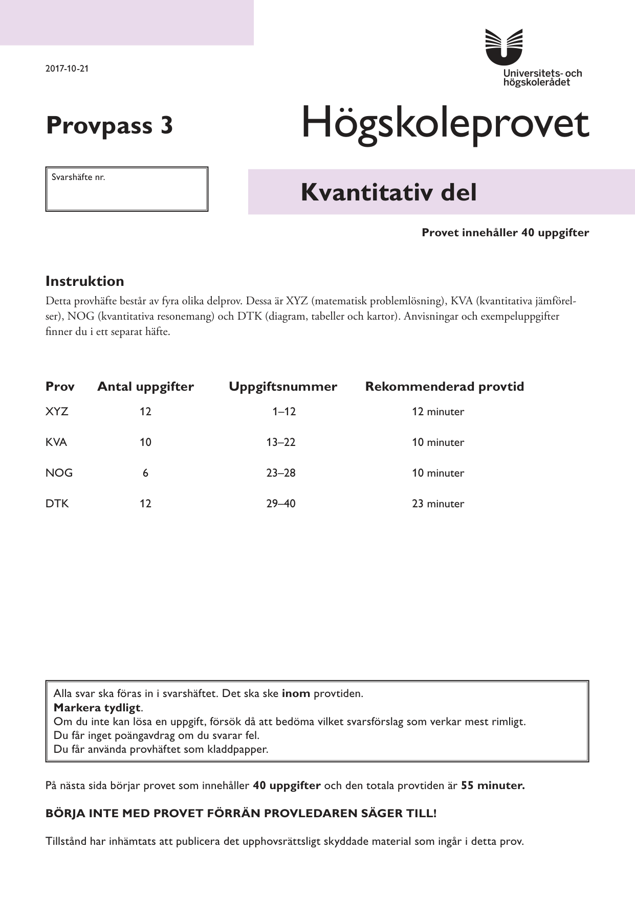 Provpass 3 • Kvantitativ del