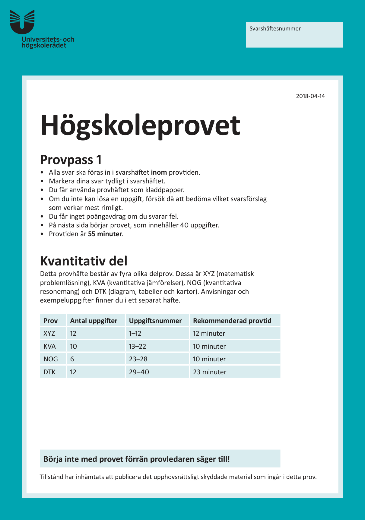 Provpass 1 • Kvantitativ del
