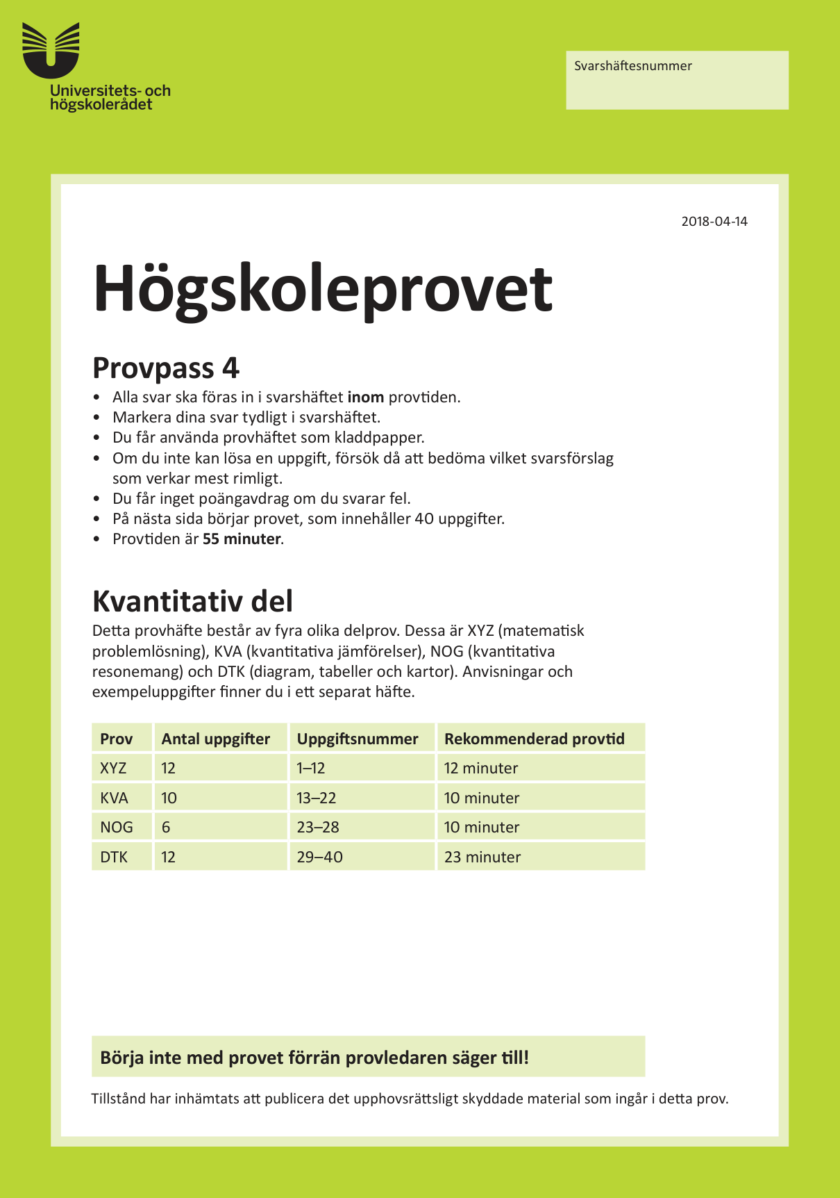 Provpass 4 • Kvantitativ del