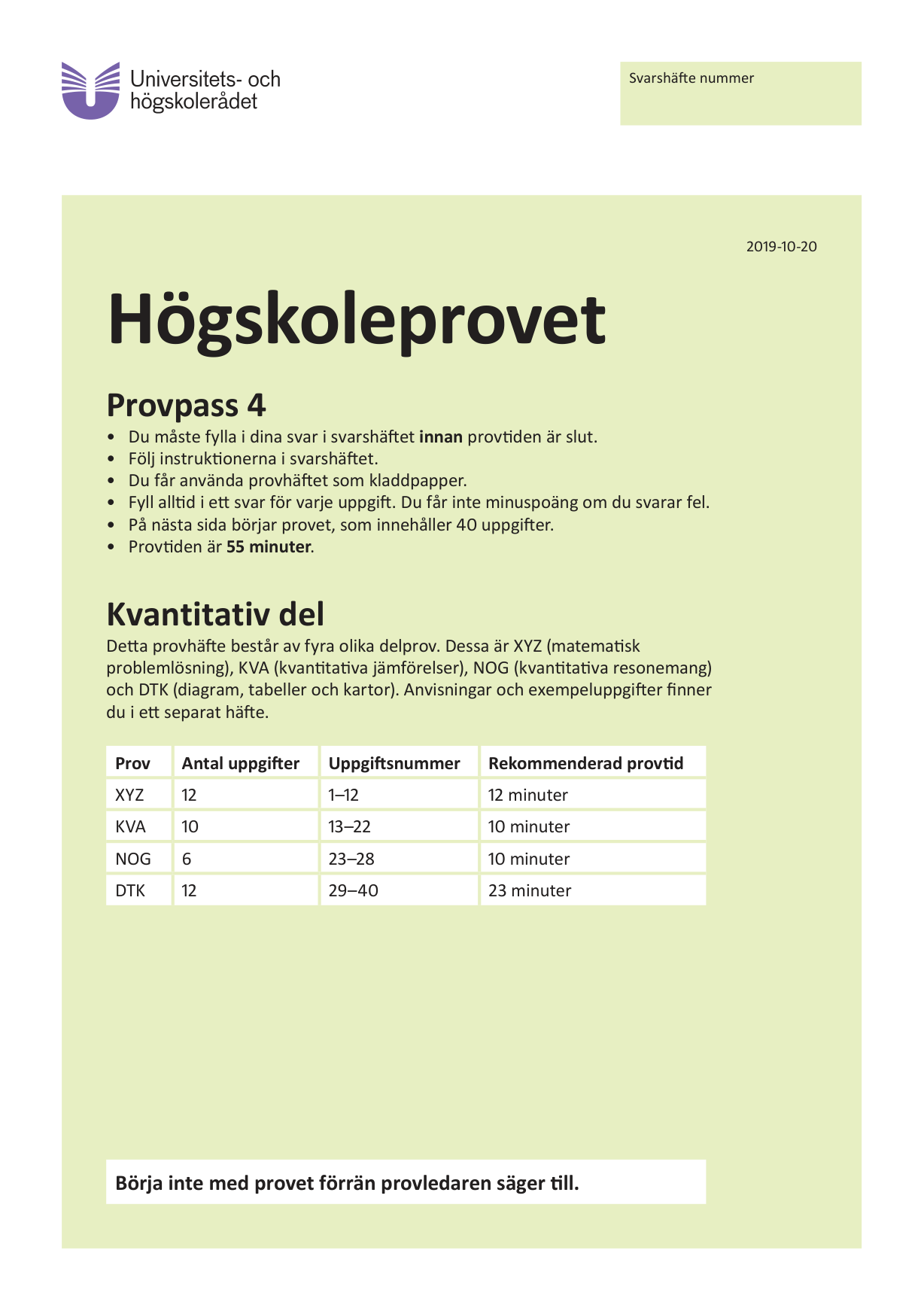 Provpass 4 • Kvantitativ del