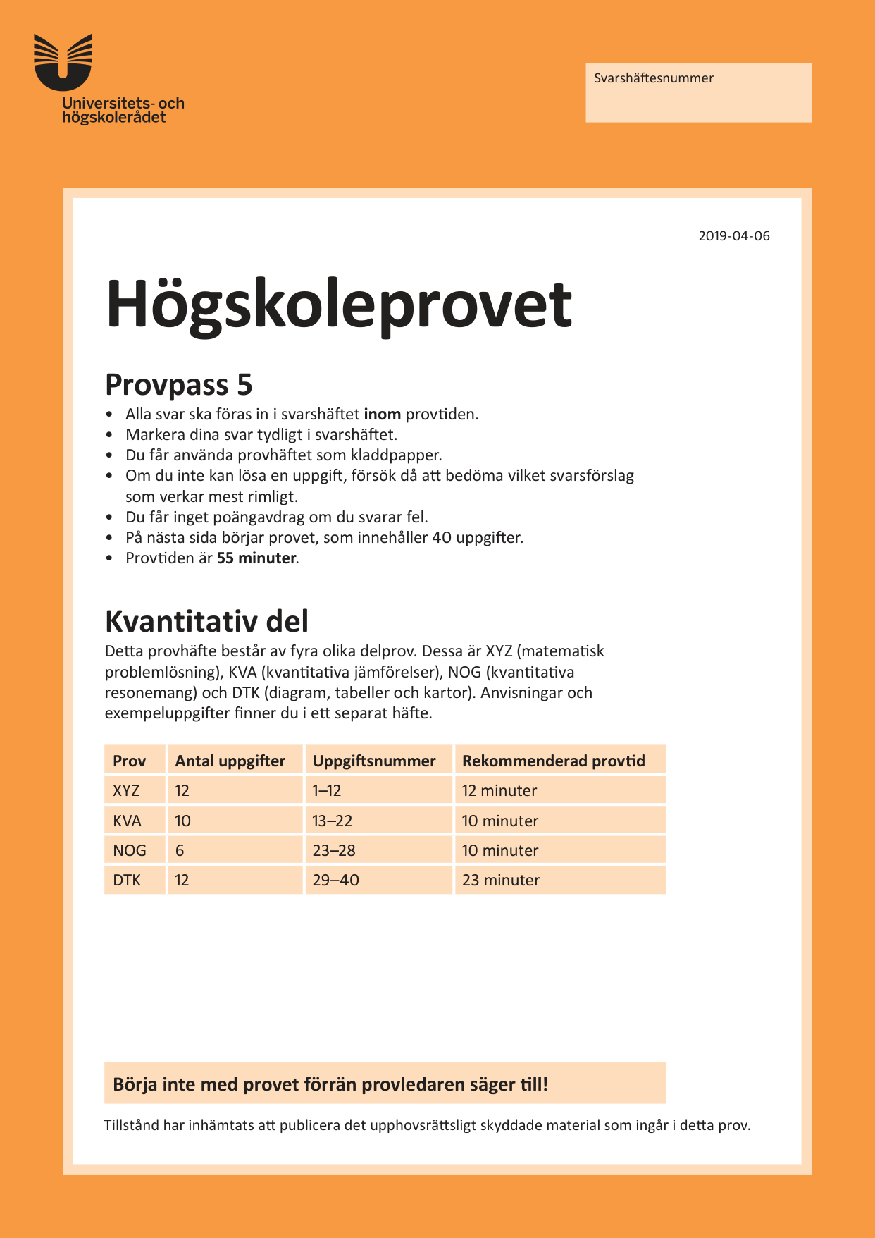 Provpass 5 • Kvantitativ del