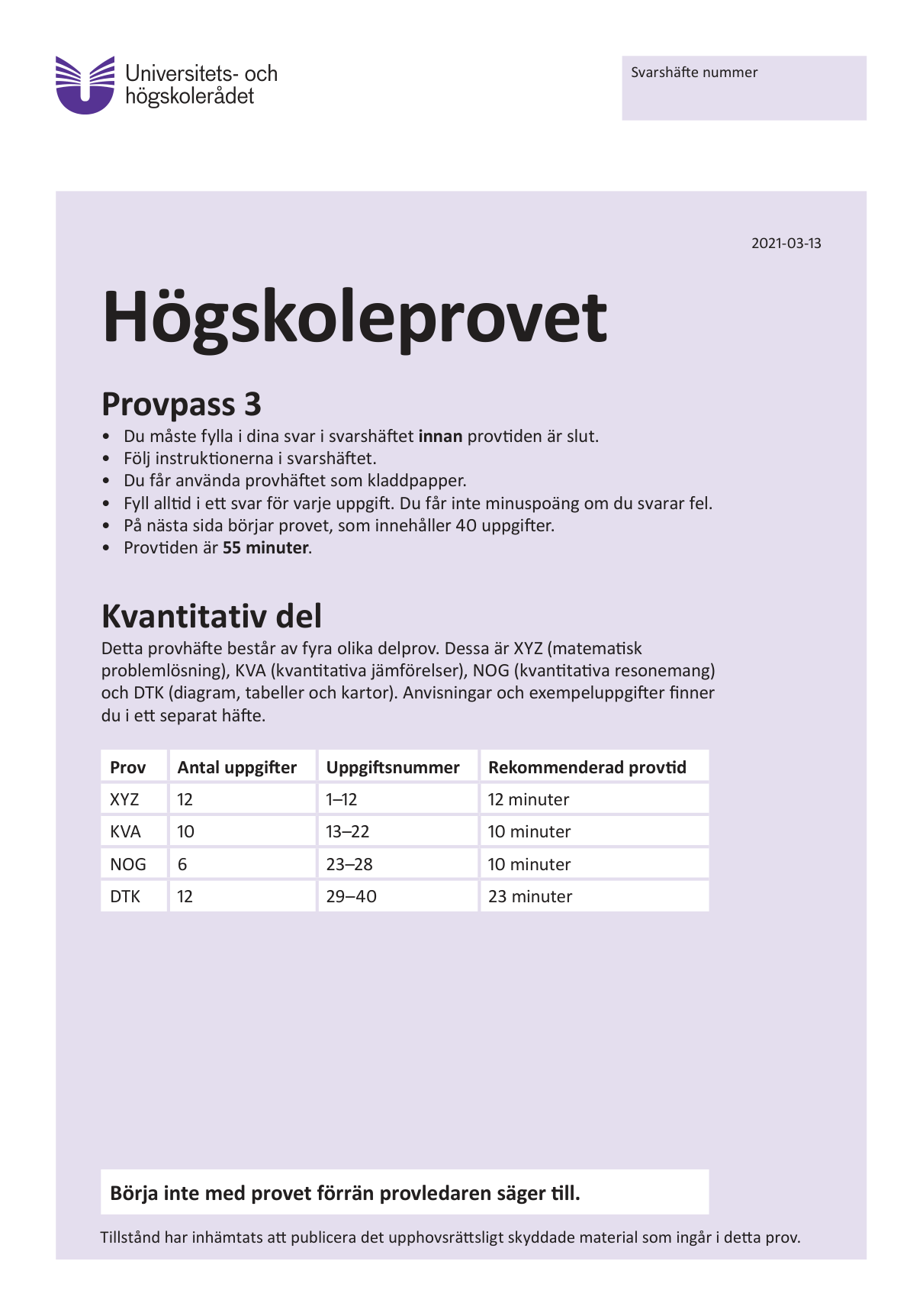 Provpass 3 • Kvantitativ del