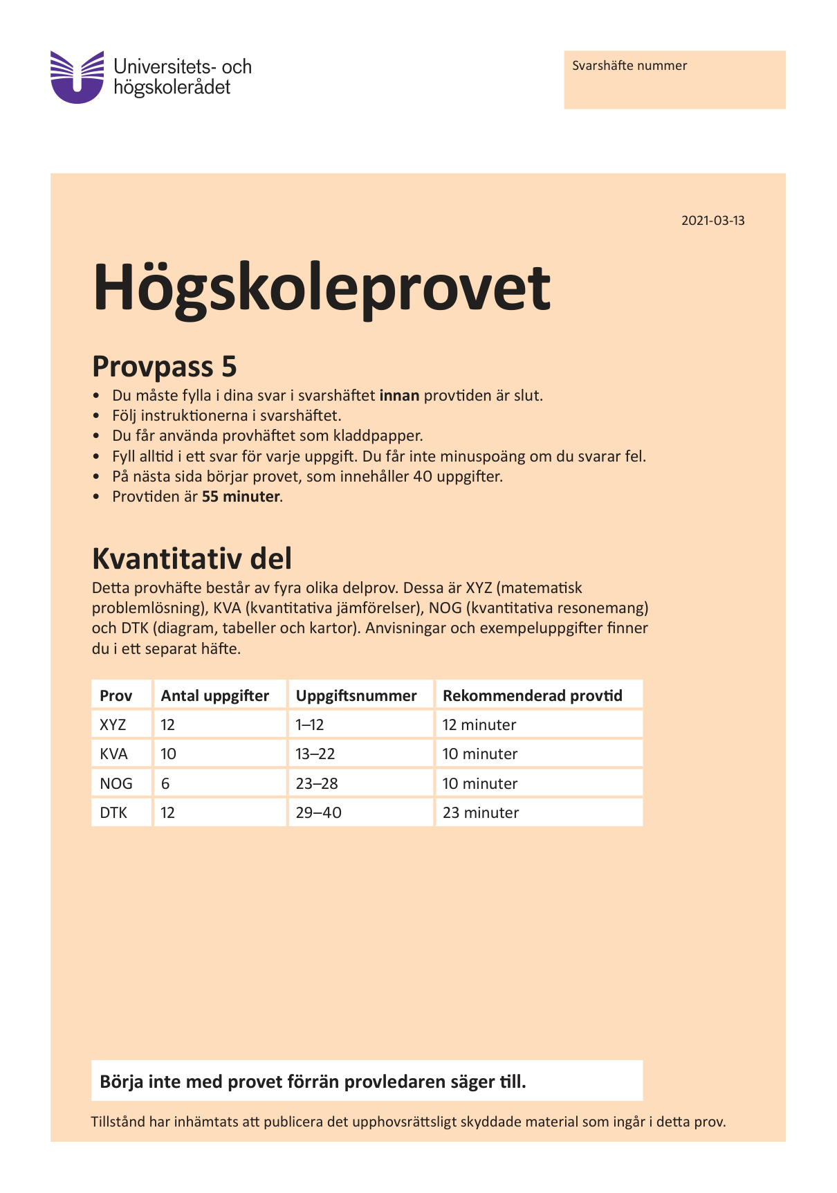 Provpass 5 • Kvantitativ del