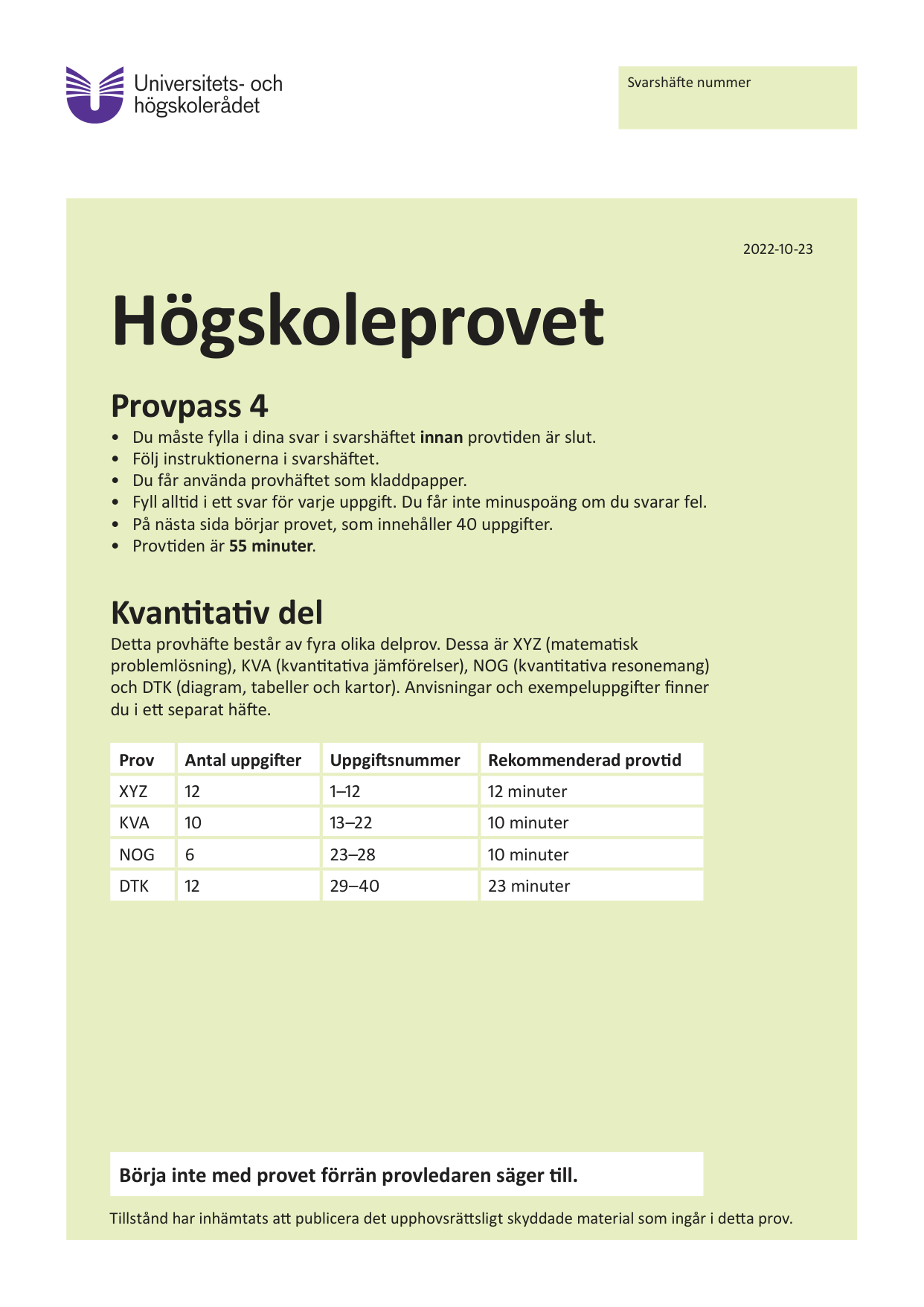 Provpass 4 • Kvantitativ del