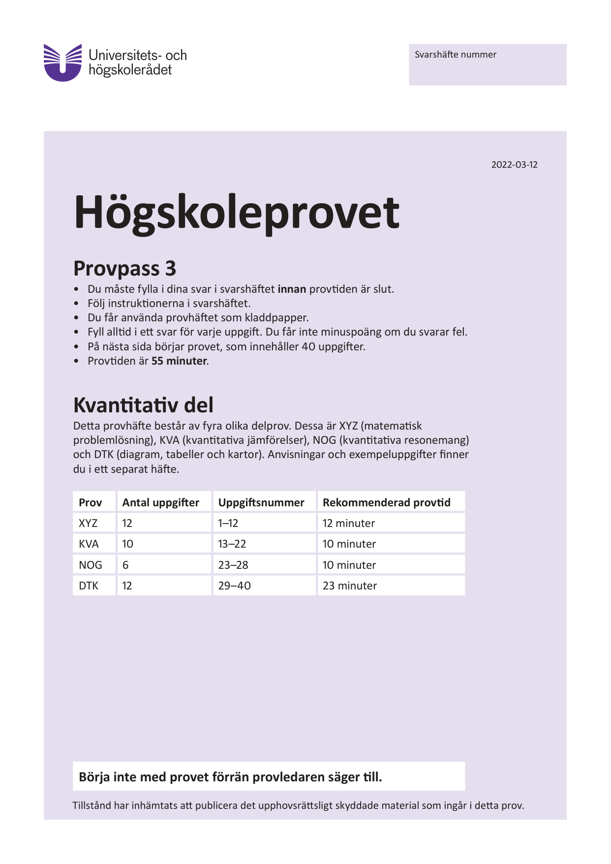 Provpass 3 • Kvantitativ del