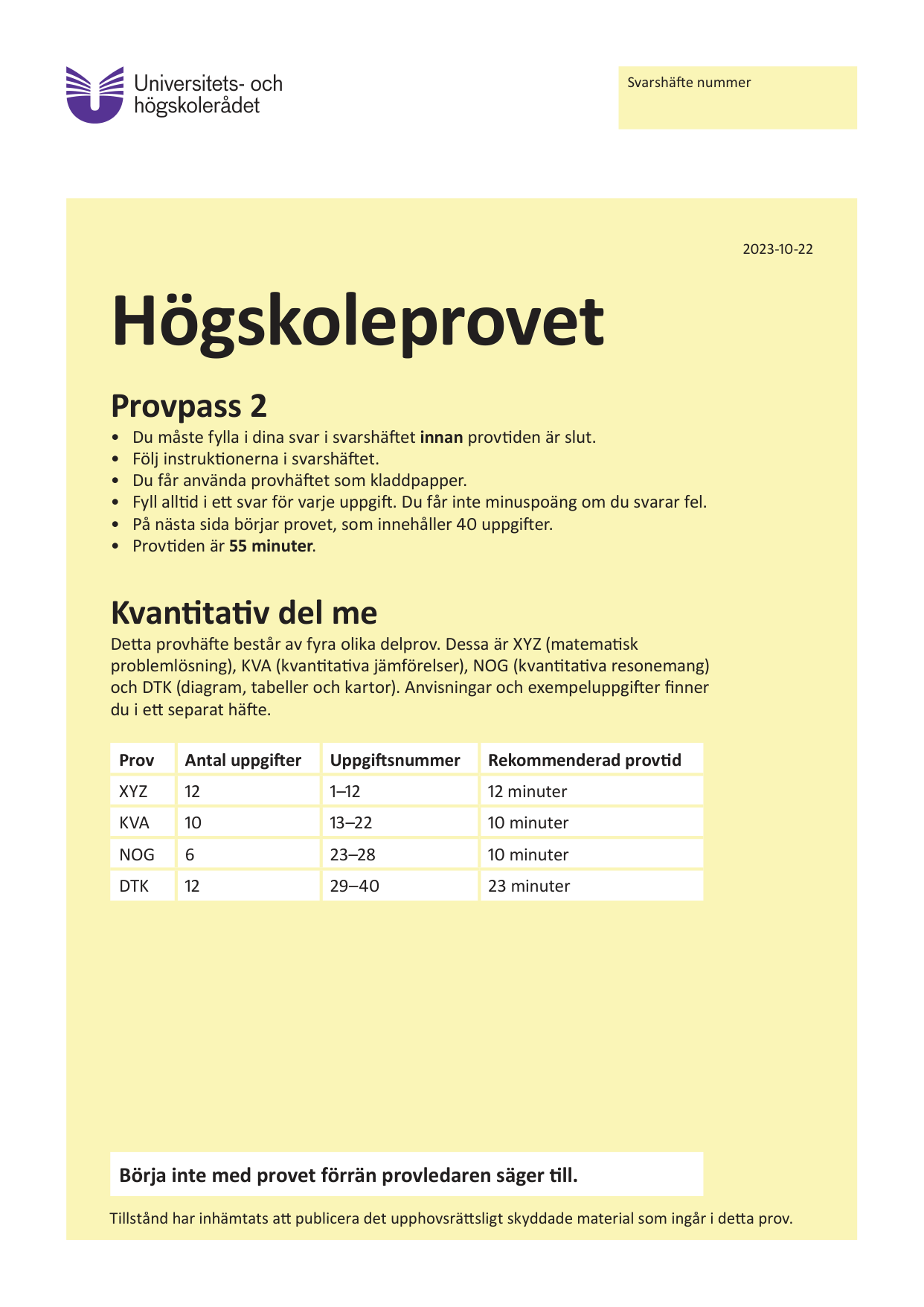 Provpass 2 • Kvantitativ del