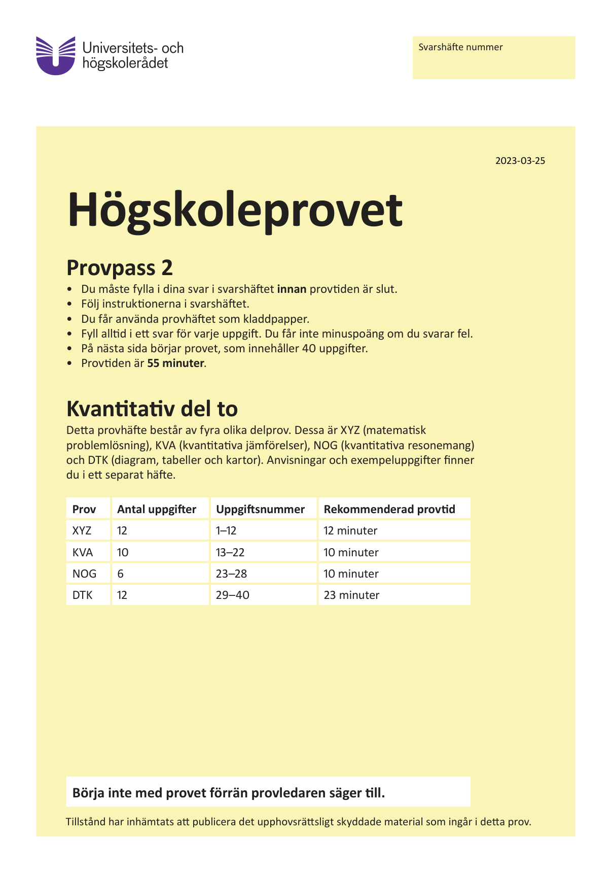 Provpass 2 • Kvantitativ del