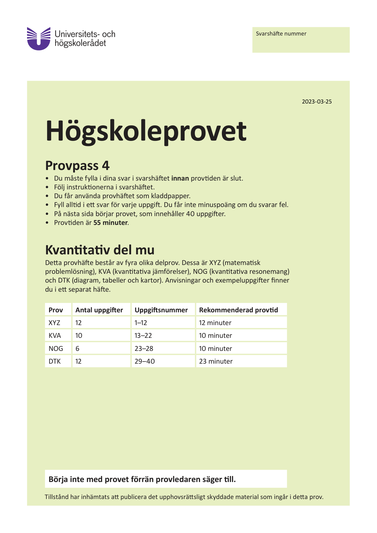 Provpass 4 • Kvantitativ del