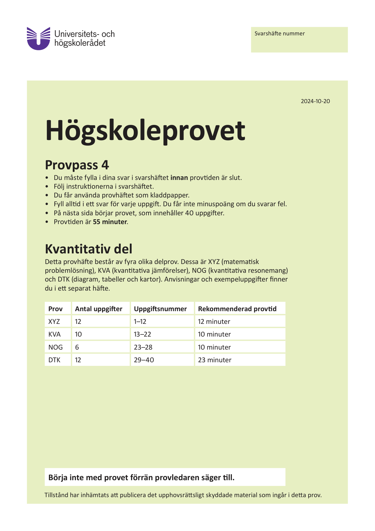 Provpass 4 • Kvantitativ del
