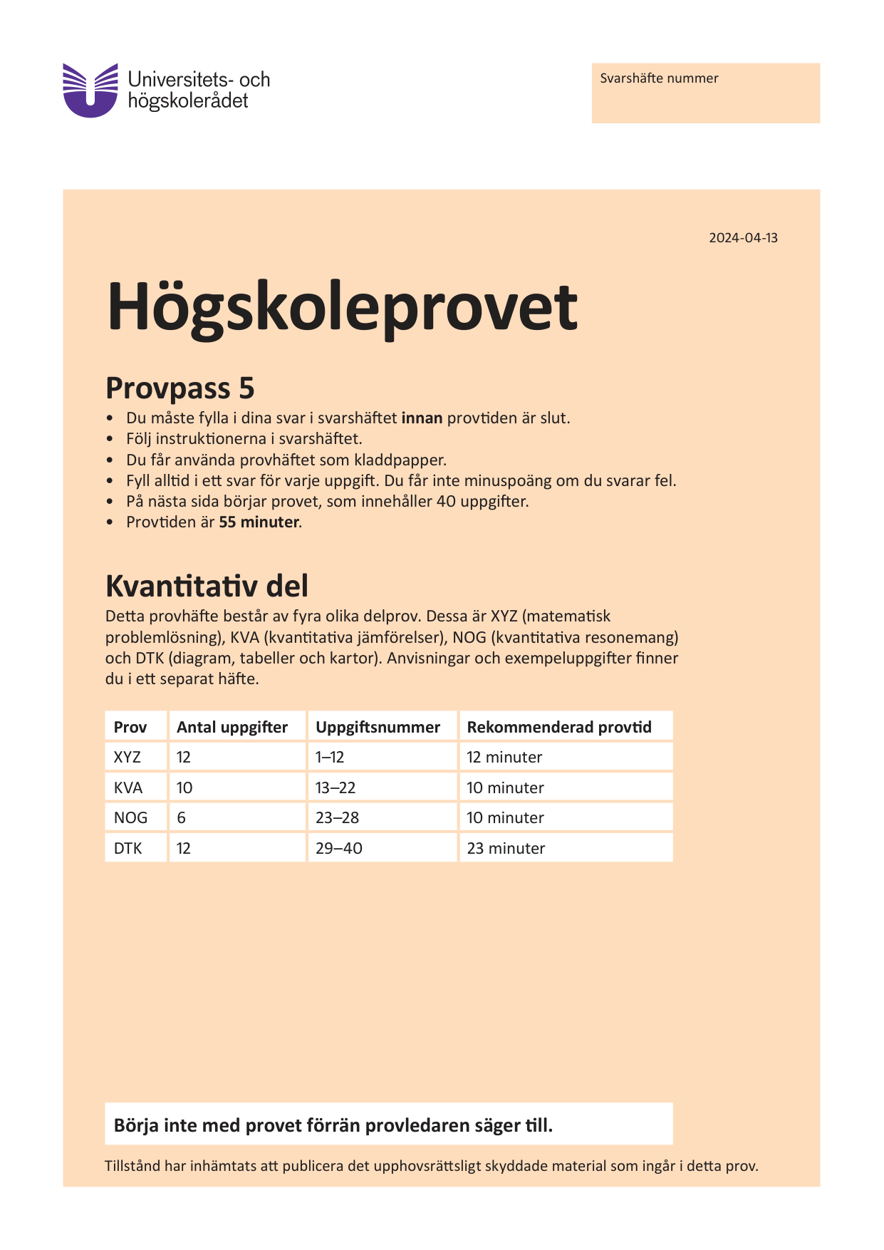 Provpass 5 • Kvantitativ del