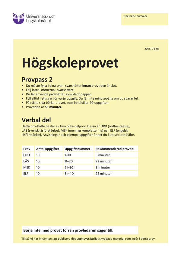Provpass 2 • Verbal del