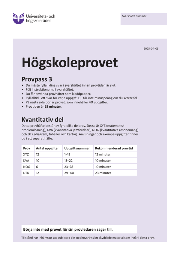 Provpass 3 • Kvantitativ del
