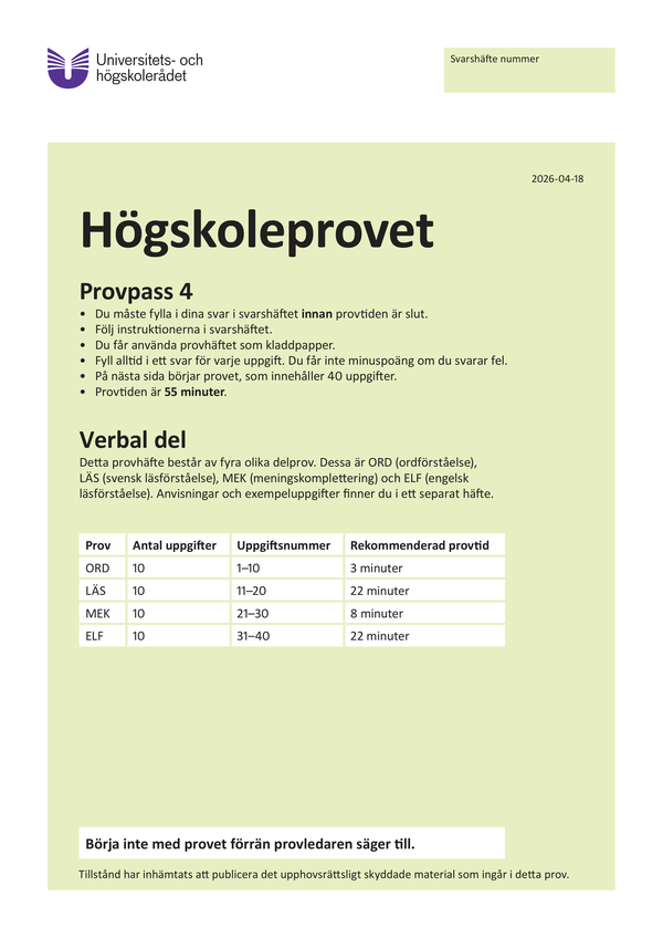 Provpass 4 • Verbal del