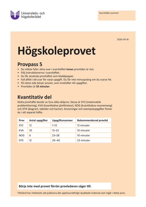 Provpass 5 • Kvantitativ del